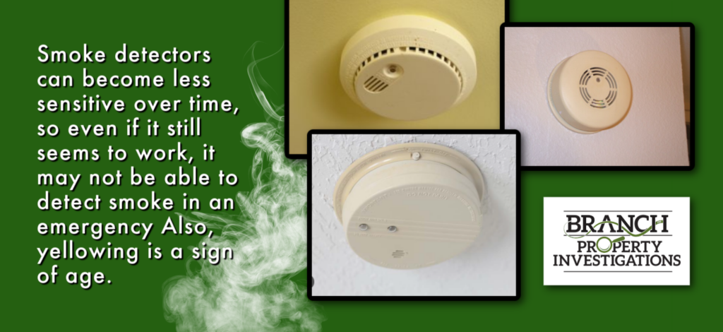 Discoloration or yellowing smoke detectors